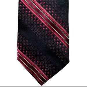 Ted Baker London Silk Tie Black Red Pink Stripes Luxury Made in USA 60" X 3 1/4"